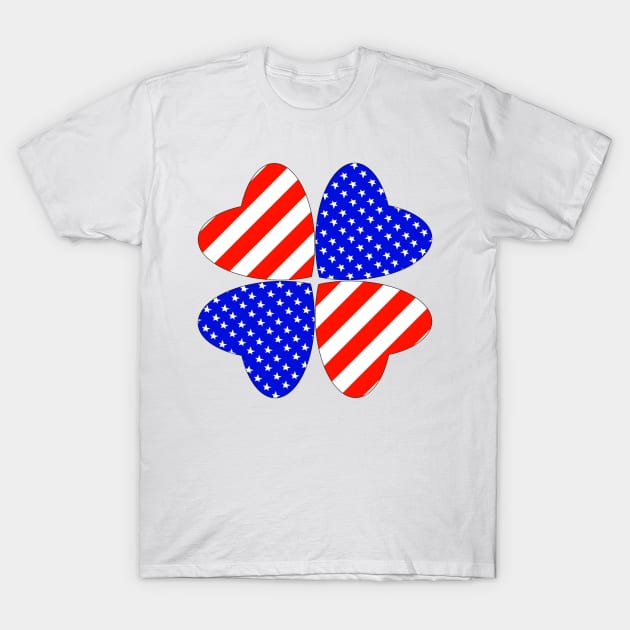 American Flag in Heart shape T-Shirt by SemDesigns